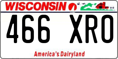 WI license plate 466XRO