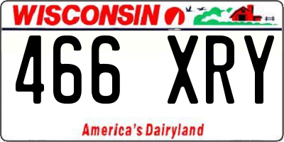 WI license plate 466XRY