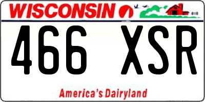 WI license plate 466XSR