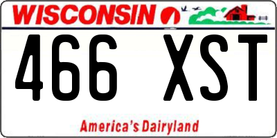 WI license plate 466XST