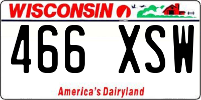 WI license plate 466XSW