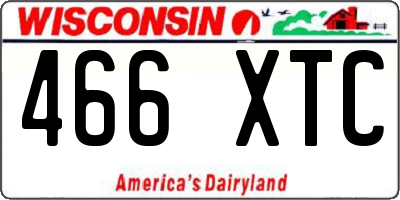 WI license plate 466XTC