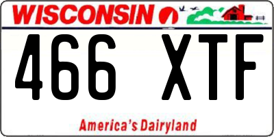 WI license plate 466XTF