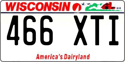 WI license plate 466XTI
