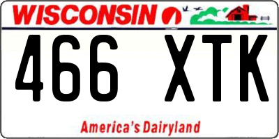 WI license plate 466XTK