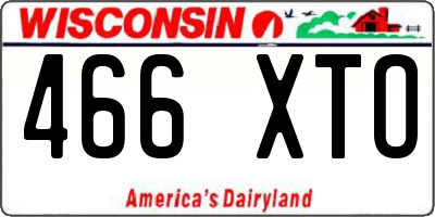 WI license plate 466XTO