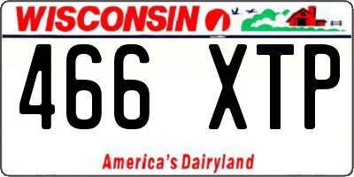 WI license plate 466XTP