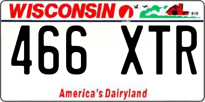 WI license plate 466XTR