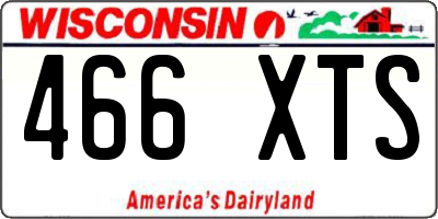 WI license plate 466XTS