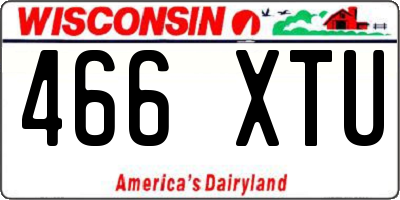 WI license plate 466XTU