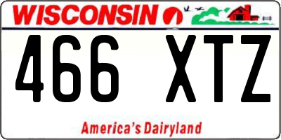 WI license plate 466XTZ