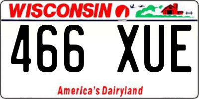 WI license plate 466XUE