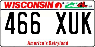 WI license plate 466XUK