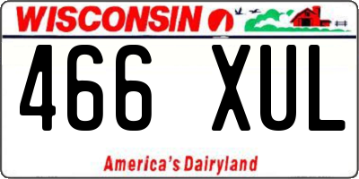 WI license plate 466XUL