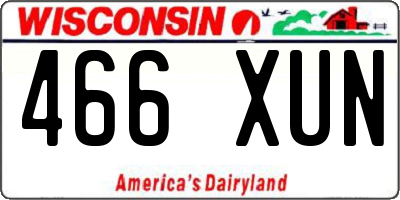 WI license plate 466XUN