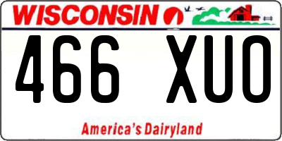 WI license plate 466XUO