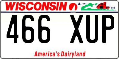WI license plate 466XUP