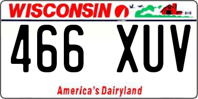 WI license plate 466XUV