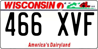 WI license plate 466XVF