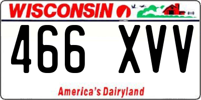 WI license plate 466XVV