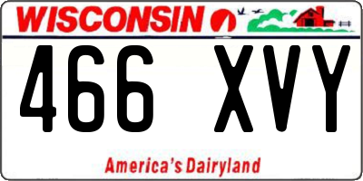 WI license plate 466XVY
