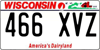 WI license plate 466XVZ