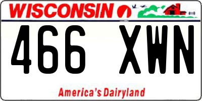 WI license plate 466XWN