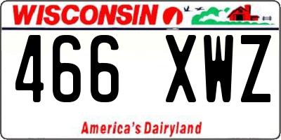 WI license plate 466XWZ