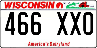 WI license plate 466XXO