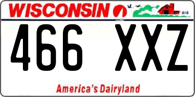 WI license plate 466XXZ