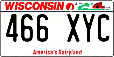 WI license plate 466XYC
