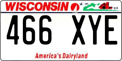 WI license plate 466XYE