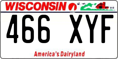 WI license plate 466XYF