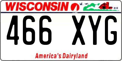 WI license plate 466XYG