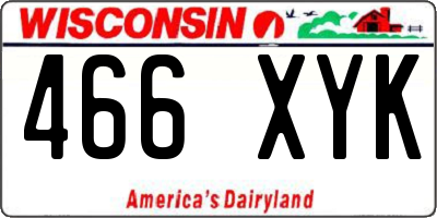 WI license plate 466XYK