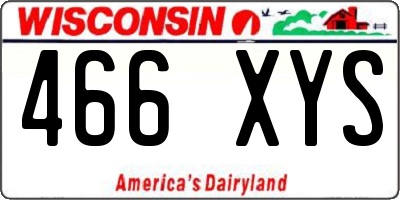 WI license plate 466XYS
