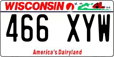 WI license plate 466XYW