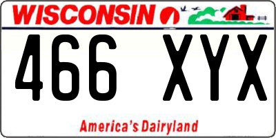 WI license plate 466XYX