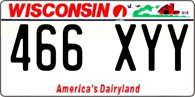 WI license plate 466XYY