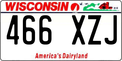 WI license plate 466XZJ