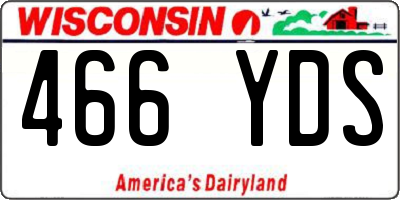 WI license plate 466YDS