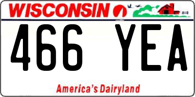 WI license plate 466YEA