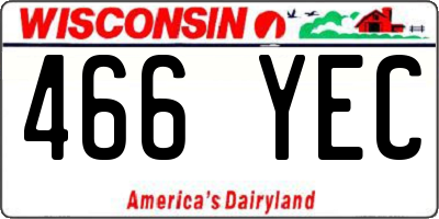 WI license plate 466YEC