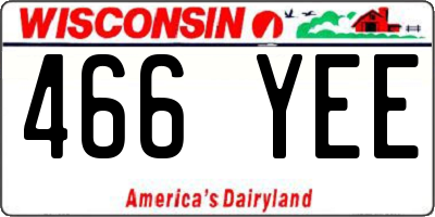 WI license plate 466YEE