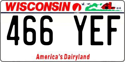 WI license plate 466YEF