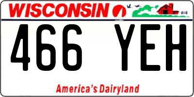 WI license plate 466YEH