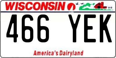 WI license plate 466YEK