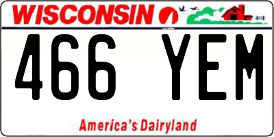 WI license plate 466YEM