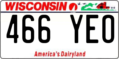 WI license plate 466YEO