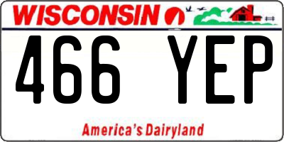 WI license plate 466YEP